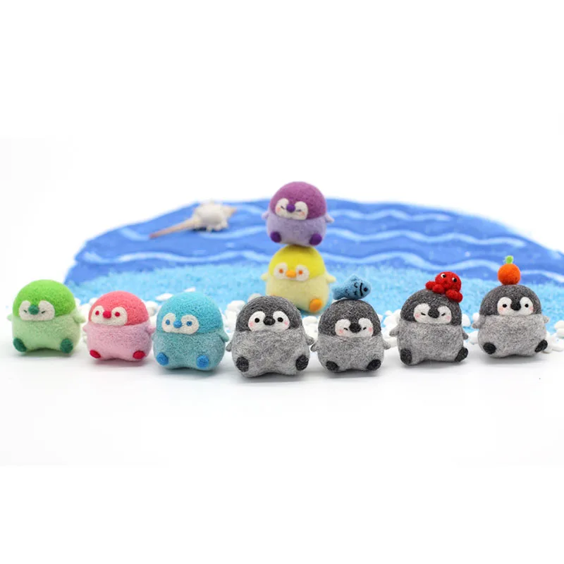 Non-Finished Felt Kit Creative Cute Animal Penguin bear Toy Doll Wool Felt Poked Kitting Handcarft Wool Felting Material