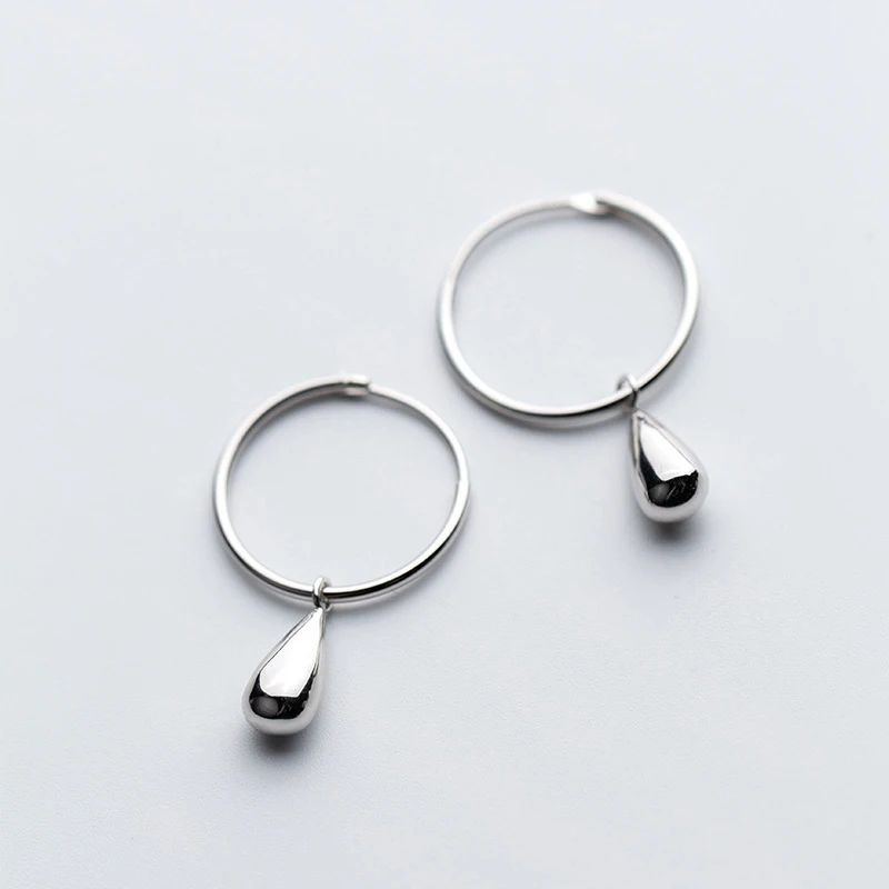 

MloveAcc 2019 100% 925 Solid Real Sterling Silver Waterdrop Hoop Earrings for Girls Teens Gift Womens Fashion Jewelry