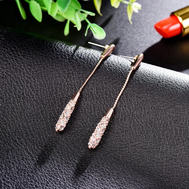 2021 new drop-shaped alloy long earrings, elegant women's fashion earrings, jewelry MHM-03-011-004-007