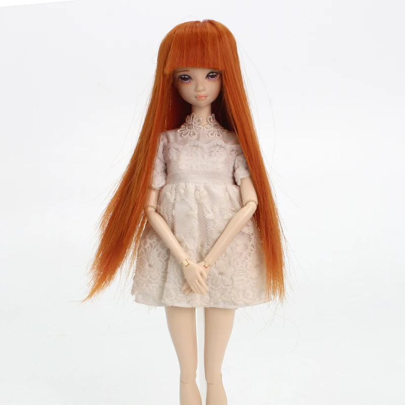 Aidolla 1/12 BJD Doll Wig Long Straight Bangs Hair Natural Color High Temperature Fiber Wig Doll Accessories For DIY BJD Doll long water wave none lace ginger orange high temperature wigs for women afro cosplay party daily synthetic hair wigs with bangs
