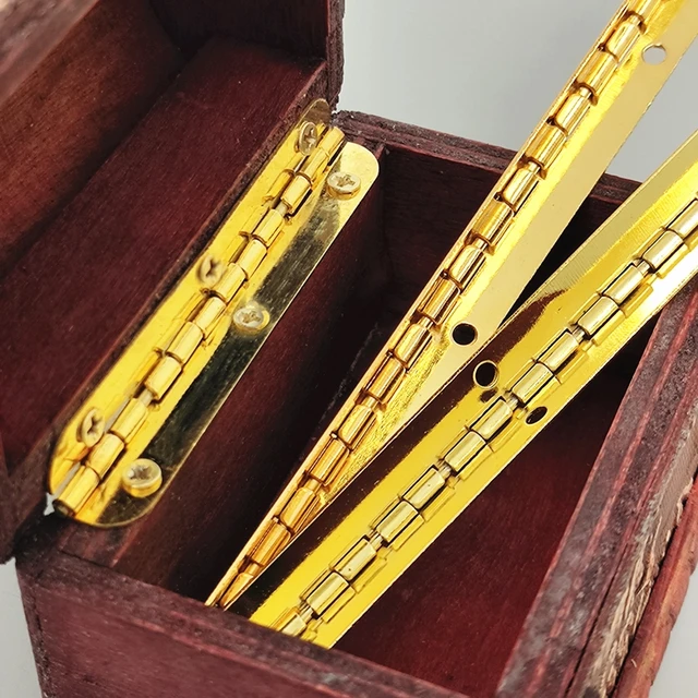 Mini Cerniere Metalliche Con Viti - 50 Pezzi 24x16 Mm Oro, Per Artigianato E Modellismo