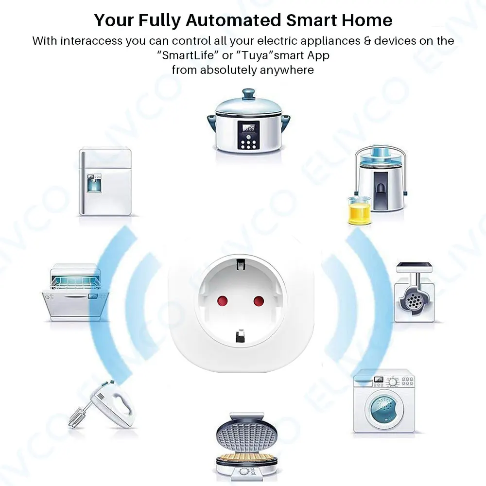 WiFi Smart Plug EU адаптер 16A Tuya приложение дистанционное управление голосом розетка