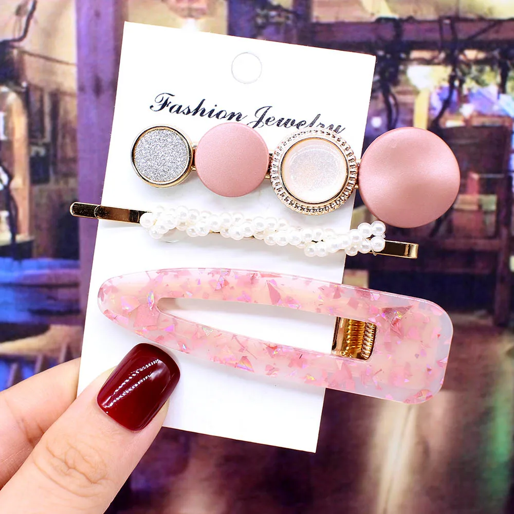 3pcs per set Ins Fashion 1 комплект женские элегантные жемчужные заколки для волос сладкий головной убор шпильки заколки аксессуары для волос из ацетатного волокна Набор для волос - Цвет: 3pcs per set