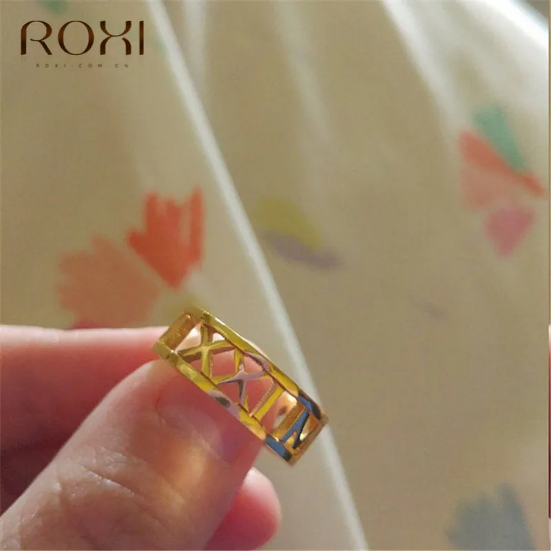 ROXI, Ретро стиль, 925 пробы, серебряные кольца для женщин, выдалбливают, БУКВЕННОЕ кольцо, штабелируемые, женские обручальные кольца, ювелирные изделия на палец