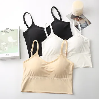 

Linbaiway Women Push up Underwear Bra Gathering Bralette Womens Bra Tube Top Sexy Seamless Wire Free Brassiere Black Female Vest