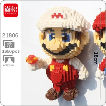 

Shangji 21806 Game Super Mario Fire Mario 3D Model 1650pcs DIY Small Mini Diamond Blocks Bricks Building Toy for Children no Box