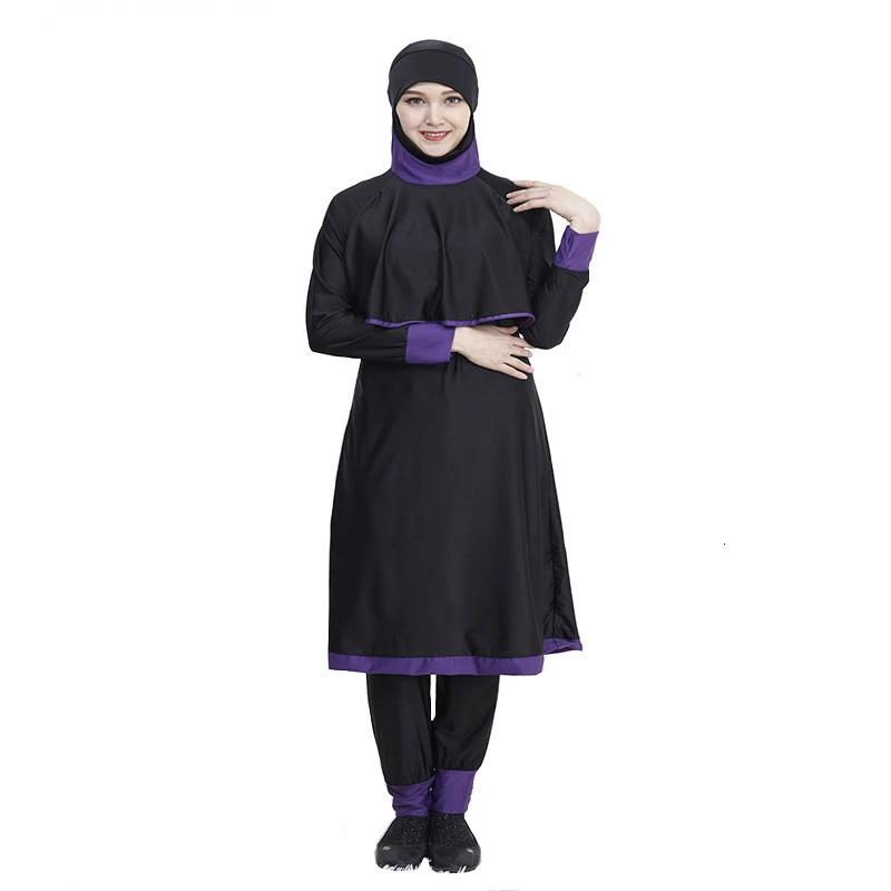 

Plus Size 4xl Modest Muslim Swimwear Hajib Connection Cap Two Pieces Islamic Swim Wear Swimsuit Women Full Cover Conservative