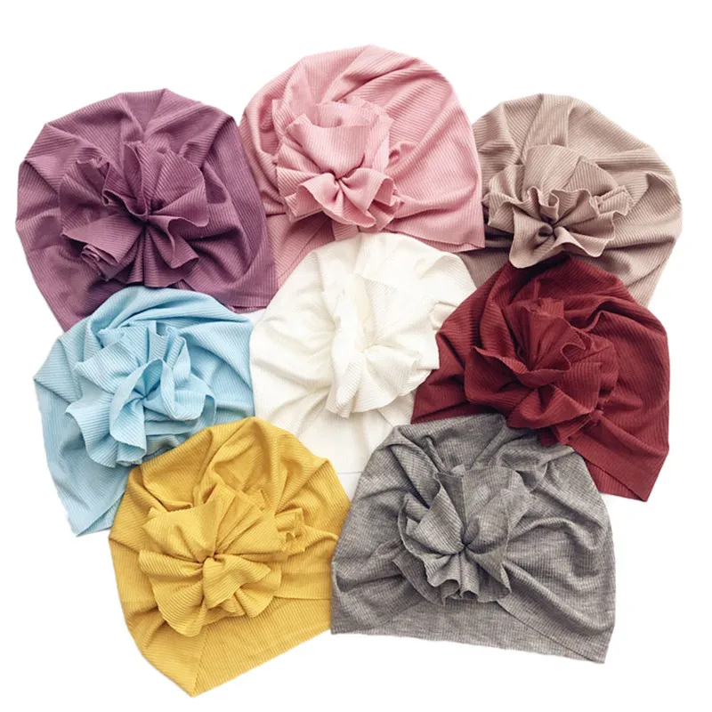 

1Pcs Cute Newborn Baby Cotton Floral Hats Solid Elastic Baby Turban Hats for Girls Infant Beanie Caps Baby photography Props