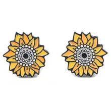 P4028 Dongmanli Van Gogh You Are My Sunshine серьги-гвоздики с подсолнухом для женщин, эмаль, пирсинг, ювелирные изделия из Кореи для девушек