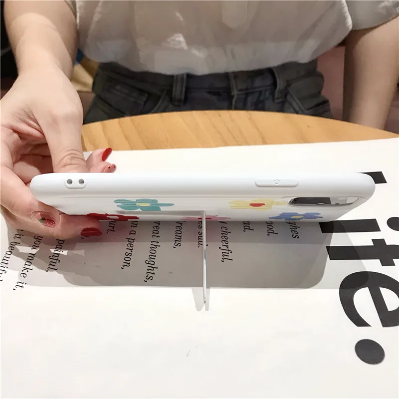Для iPhone 11 pro max/XS Max flowers задняя крышка из закаленного стекла пленка для экрана iPhone X XR 7 8 6s Plus постельное белье держатель 8plus