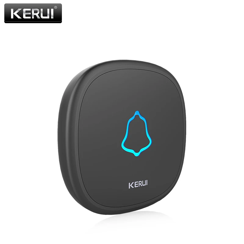 Беспроводной сенсорный дверной звонок KERUI F52, умный приемник, домашний дверной звонок для ворот, кнопка для домашней сигнализации, система безопасности 433 МГц - Цвет: Black Button