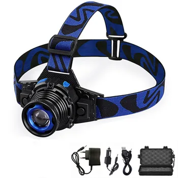 

Q5 T6 LED Headlamp 3-Mode Zoom Headlight High Power 6000LM Head Torch Build-in 18650 Rechargeable Hunting Flashlight