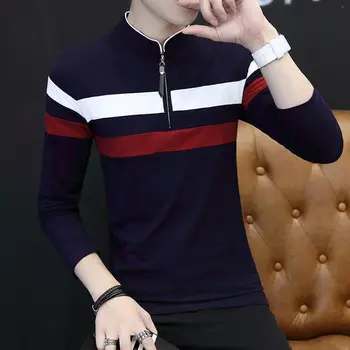 

Yuansufeng Lapel short sleeve t-shirt men's fashion brand trend loose Hong Kong style pure cotton mix and match half