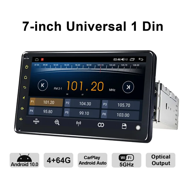 $339.98 Android10.0 head unit 7 inch universal 4GB+64GB GPS Navigation autoradio single din wifi Bluetooth Quad-Core stereo video player