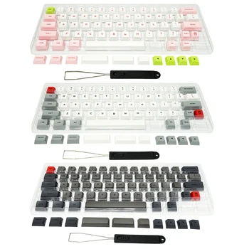 

64 Keys Keyset Double Color PBT Thick Keycap for GK64 Mechanical Gaming Keyboard with Puller Set