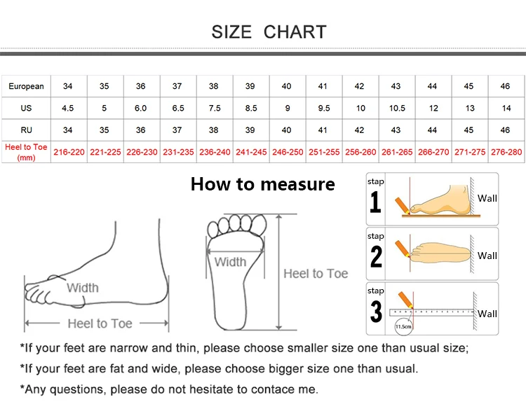 Size chart(欧标)