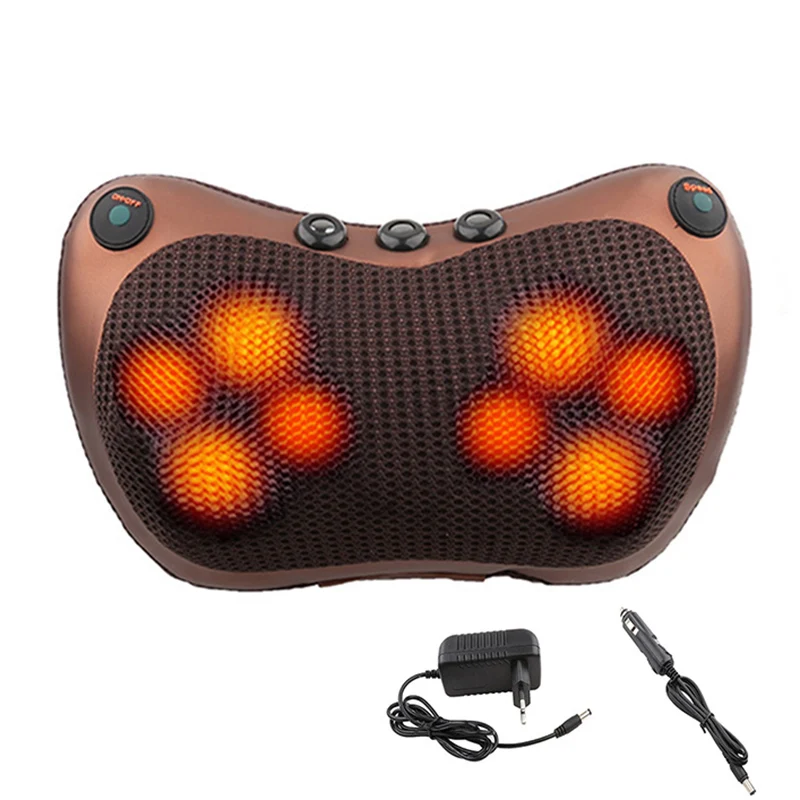 Almohada de masaje de relajación, VIBRADOR ELÉCTRICO para hombros, espalda, calefacción, terapia infrarroja, masajeador de cuello shiatsu