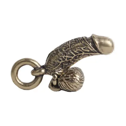 Simulation Chick Mini Male Genitals Keychain Brass Male Penis Pendant