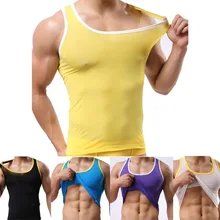 5 цветов, Мужская шелковая майка, сексуальная майка, Удобная майка без рукавов, мужская майка для тренировки, Повседневная Облегающая майка