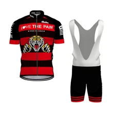New 2020 Love the pain summer Red creative tiger jersey cycling jersey bib shorts set maillot ciclista cycling  clothing men set