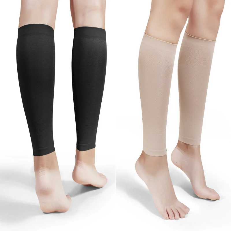 IDEALSLIM/2 пары компрессионных носков до середины икры с рукавами, поддерживающих давление, компрессионный наколенник для мужчин и женщин - Цвет: Black and Beige
