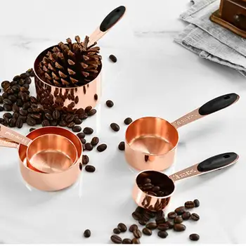 

5 Pieces Stainless Steel Measuring Cups Spoon Set New Color Rose Gold Kits Measuring Tools Kitchen Tools