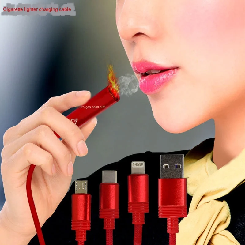 Cigarette lighting data line qc3.0 ultra fast charging 3 in 1 towing four type c5a seven color glare car charging line|Data Cables| - AliExpress