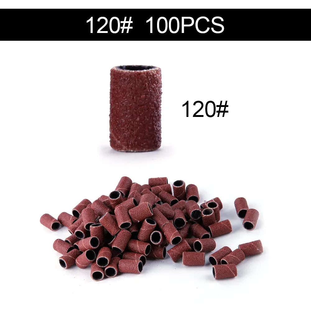 100 шт./компл. Шлифовальная Пилка Для ногтей резинки 80#120#180# для УФ-гель, акриловый лак для удаления дрель для ногтей биты аксессуары - Цвет: 100pcs 120size