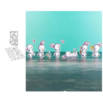 

JC Rabbit Animal Rubber Stamps and Metal Cutting Dies Scrapbooking Craft Stencil Card Make Album Sheet Decoration Mould Die Cut