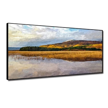 

Laeacco Grassland Blue Sky Hill Oil Painting Canvas Poster on Wall Art Pictures For Living Room Modern Home Decoration Painting