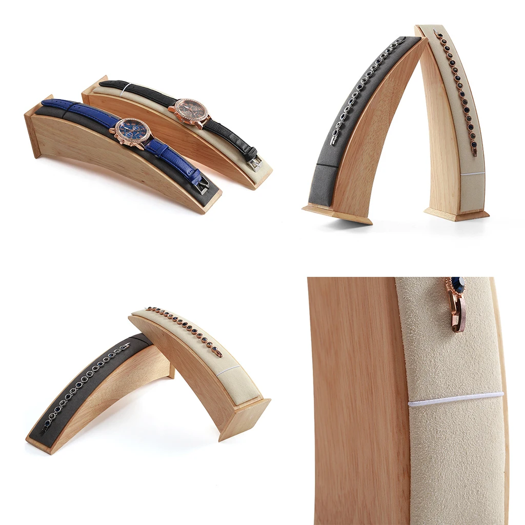 

Solid Wood Jewelry Display Stand Watch Bracelet Hanging Rack Wristwatch Hanger Tower with Fixed Rope