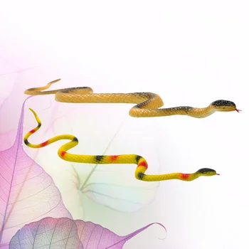 

2pcs Simulation Snake Toy Realistic Small Snake Prank Prop Cosplay Props Tricky Toys for Halloween Party (Griege + Yellow)
