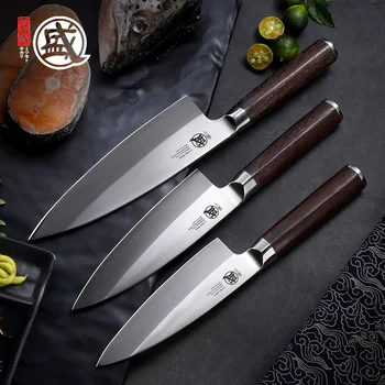 

MITSUMOTO SAKARI Japanese deba-knife Knife Fillet Kitchen Knife Utility Fish head Knife Sushi Salmon knives Wooden gift box