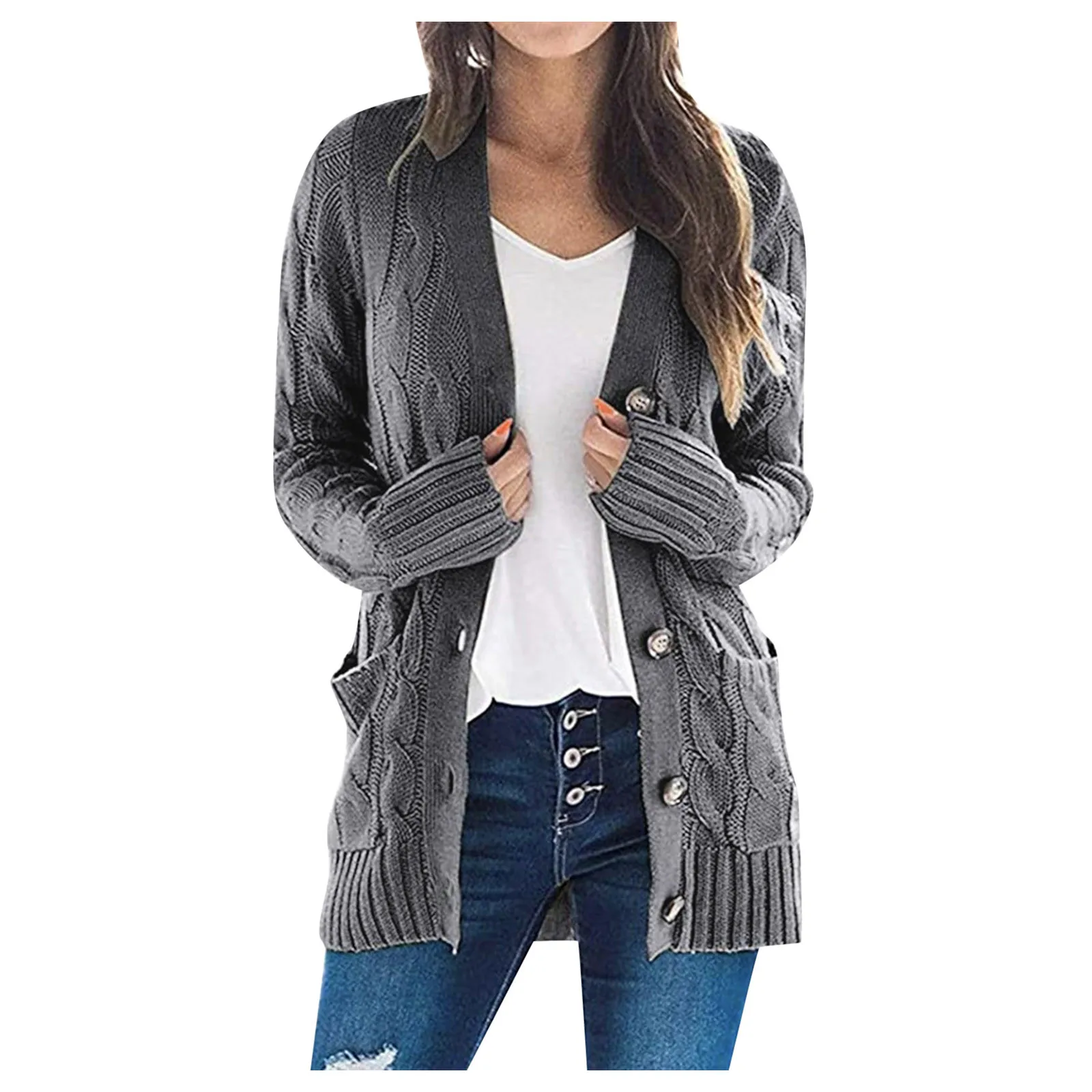 Knit Sweaters Coat Womens Boho Patchwork Cardigan Long Sleeve Open Front Pockets Womens Jumpers Sweaters Pull Femme Hiver 1