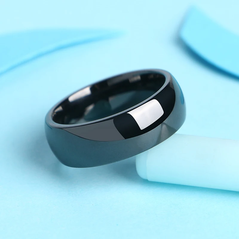 Never Fade 8MM Width Ceramic Rings for Men Women Cool Band Rings Smooth Comfortable Rings Wedding Engagement Gift Size 6-10