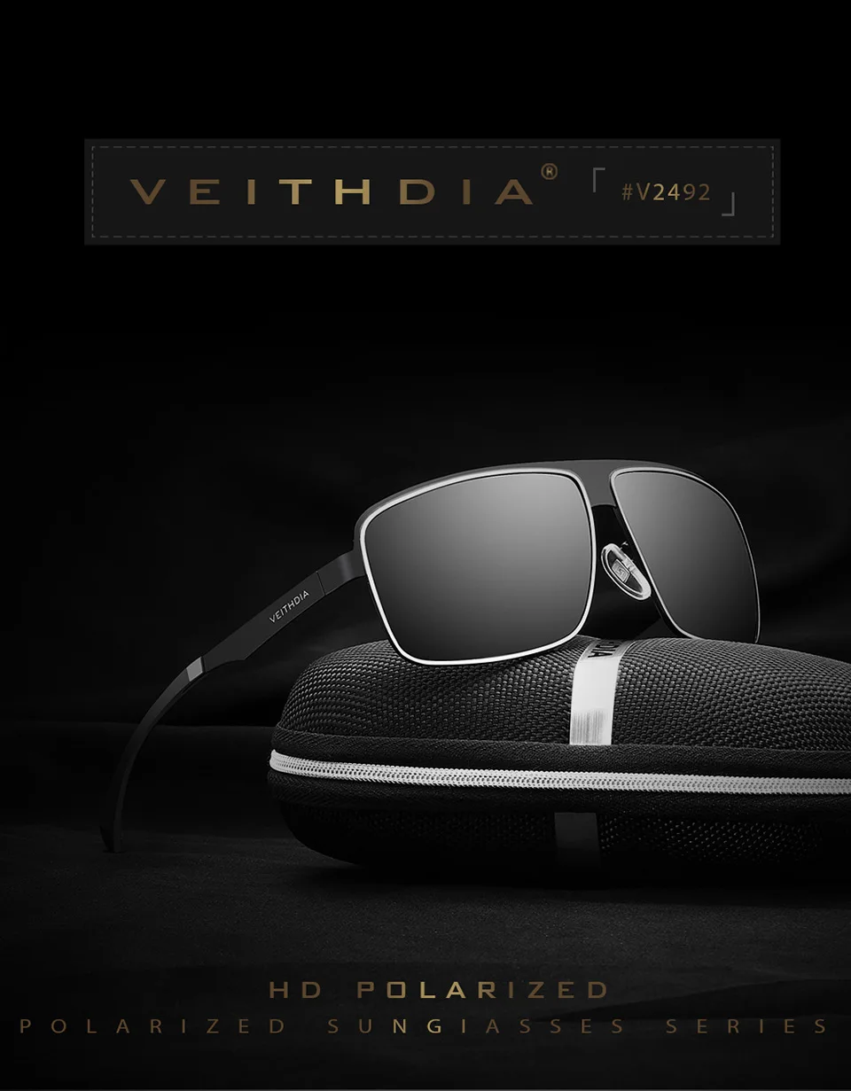 VEITHDIA из нержавеющей стали и алюминия поляризованные UV400 Мужские квадратные Винтажные Солнцезащитные очки мужские солнцезащитные очки для мужчин 2492