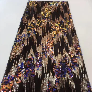 

Latest Nigerian Lace Fabrics 5yard 3D Sequins lace fabric net lace fabric 2019 Sequins, Mesh lace fabric for haute couture dress
