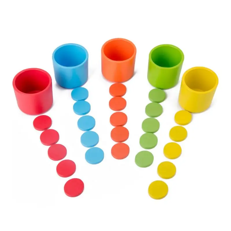 

Montessori Wooden Color Classification Matching Cup Kids Early Educational Toys P31B