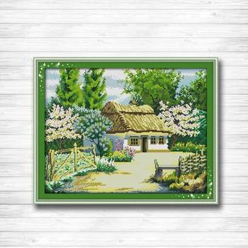 

Beautiful homeland cabin Scenery 14CT 11CT counted cross stitch Needlework Set Embroidery kits chinese cross stitch Home decor