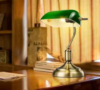 

Retro Table Lamp With Green Shade Living Room Bank Cafe Reading Desk Light Home
