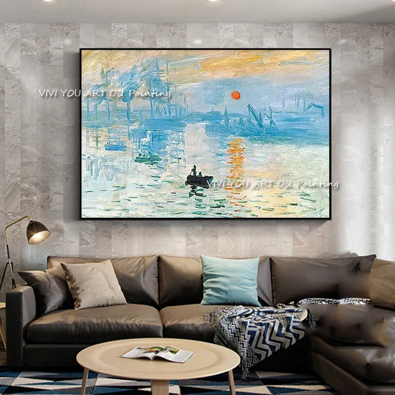 

Copy Monet Impression Sunrise Monet Famous Paintings Reproductions Hand Painte For Living Room Wall Monet Decorative Pictures