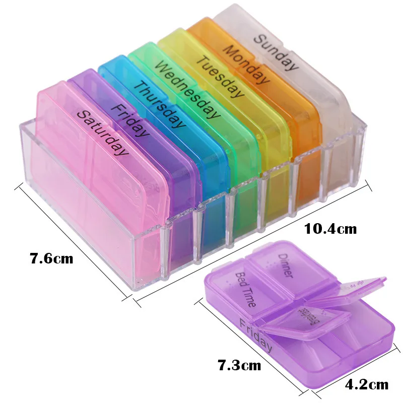 PURDORED 1 Pc Travel One Week Medicine Box Plastic 7 Day pill Box Container Medicine Weekly Storage Organizer Viaje Accesorio