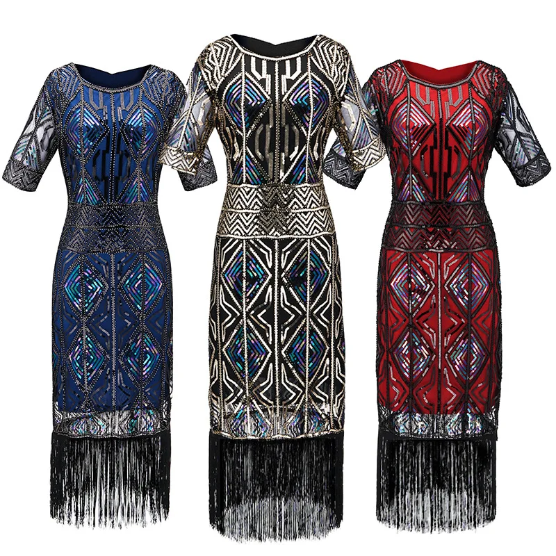 

1920s Flapper Dress Great Gatsby Party Evening Sequins Fringed Dresses Gown
