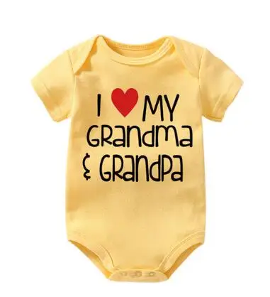yellow grandpa Culbutomind/летние белые комбинезоны с короткими рукавами и надписью «I Love My Grandma», «Дедушка» Для малышей года, милая одежда для маленьких мальчиков - Цвет: yellow grandpa