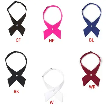 

Women Men Adjustable Criss Cross Bow Ties Solid Color Uniform Pre Tied Necktie