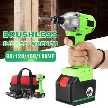

220V 98VF Brushless Cordless Impact Electric Wrench 460N.m Home Hand Power Tools With 12000mAh Rechargeable Battery