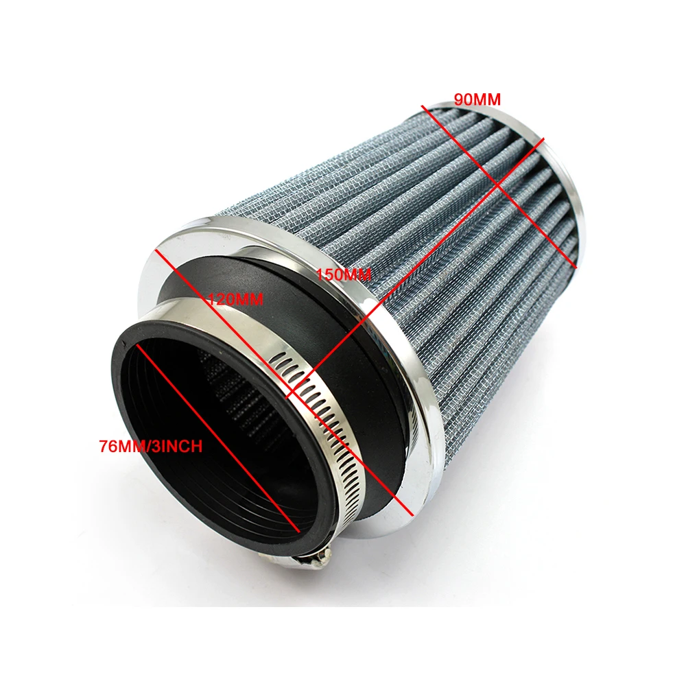 R-EP Cold Air Filter Universal Car Round Cone High Flow Washable Turbo Air Filter 76mm/3inch High Performance Auto Accessories air filters car filter