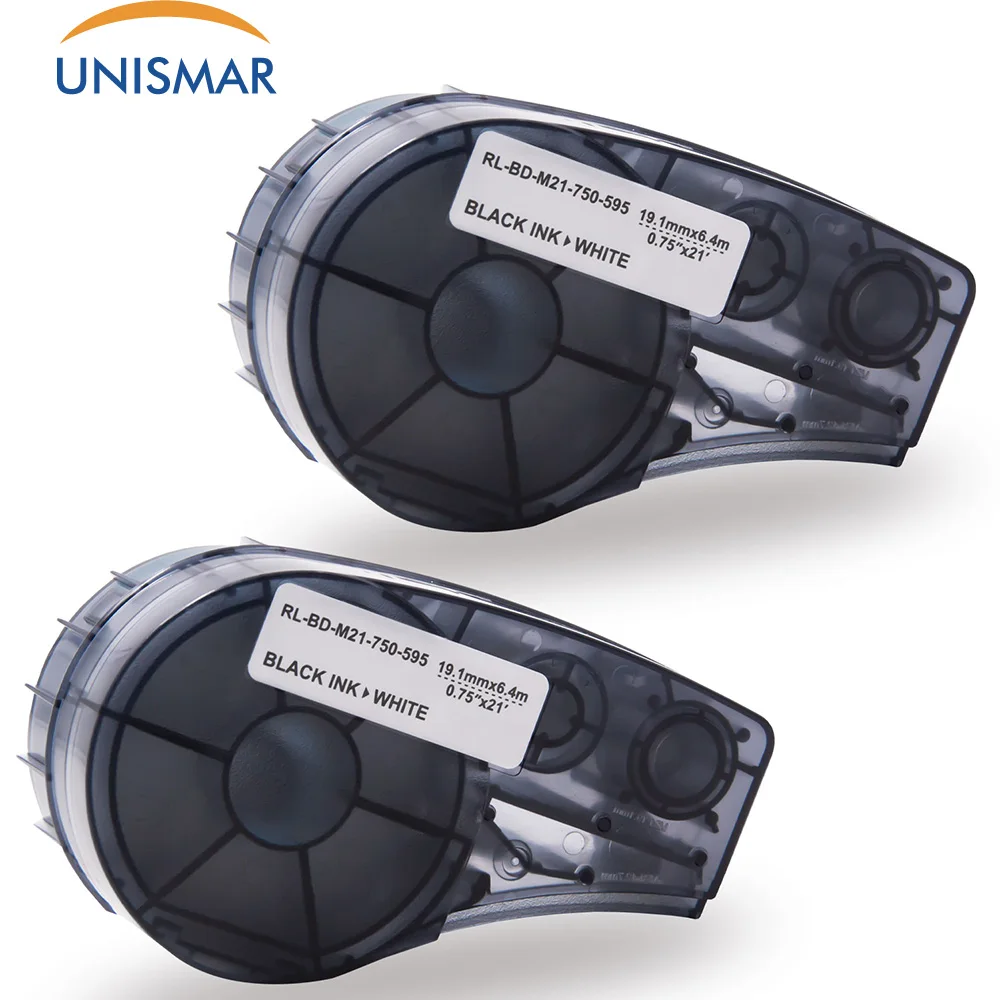 2PK этикетка лента BMP21 M21 750 595 WT черный на белом Высокой адгезии винил Совместимость