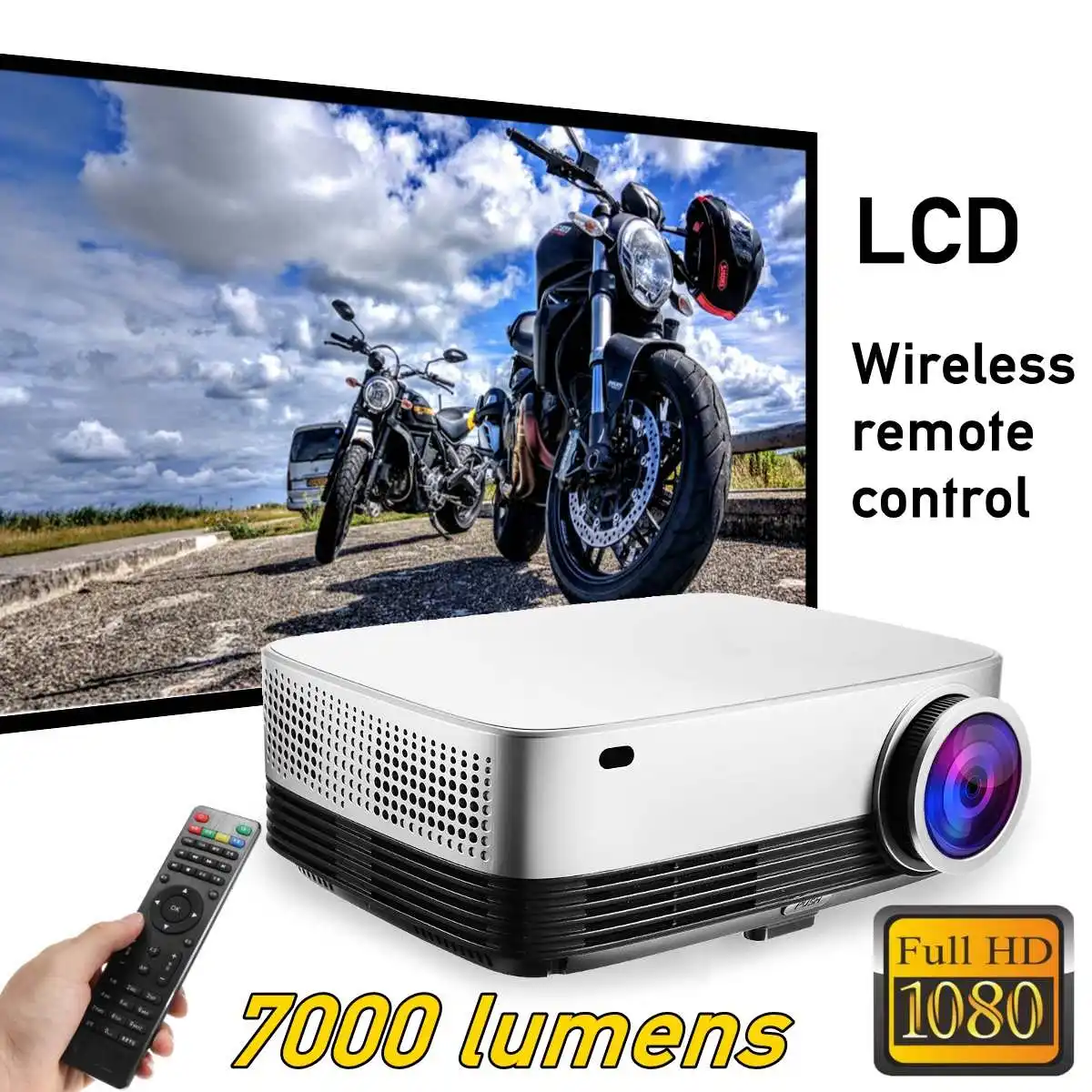 

LCD Beamer 5.8 Inch Native Multimedia Projector 7000 Lumens Video Home Cinema HDMI Movie Game Proyector