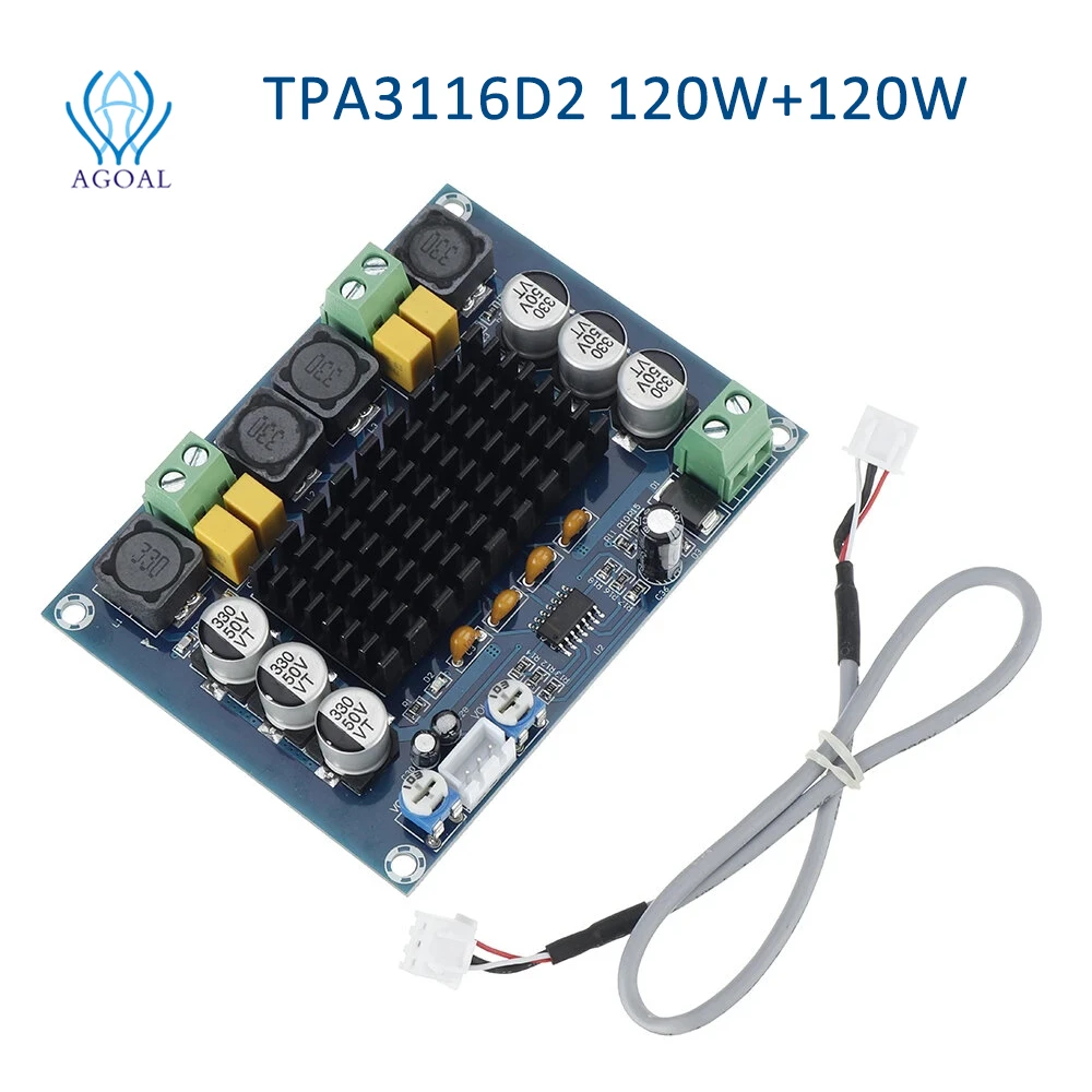 Xhm543 High Power Digital Amplifier Board Tpa3116d2 Audio Amplifier Module Dual Channel 2*120w